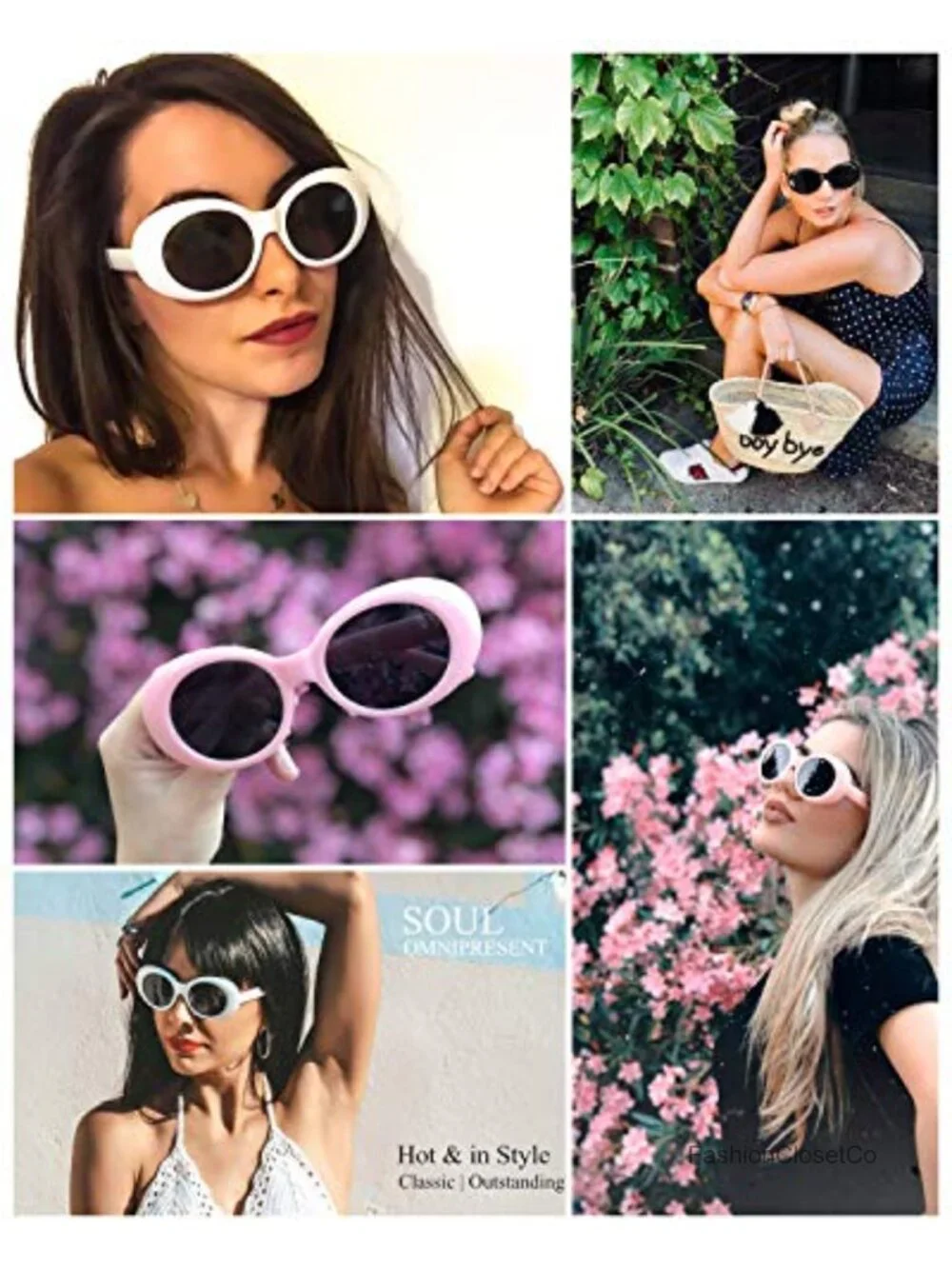 Retro Oval Sunglasses with UV400 Protection Oversized Clout Goggles